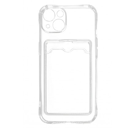 Чехол прозрачный с кармашком iPhone 14 Plus силиконовый