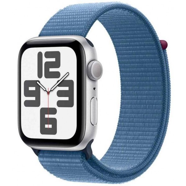 Apple Watch SE 2023 40 мм корпус из алюминия серебристого цвета ремешок нейлон цвета (голубая зима)