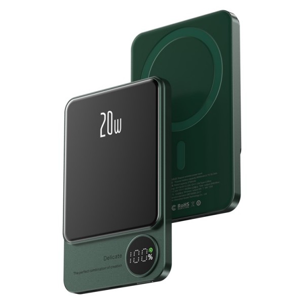 Power bank Magnetic Wireless Q9 Plus 20W 5000mAh зеленый MagSafe