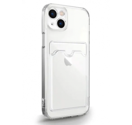 Чехол с кармашком прозрачный для iPhone 14 силиконовый