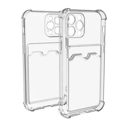 Чехол с кармашком прозрачный для iPhone 15 Pro Max сили...