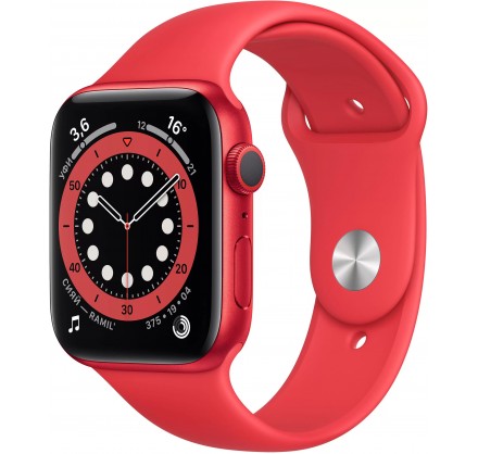 Apple Watch Series 6, 44 мм, корпус из алюминия красног...