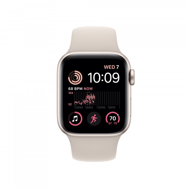 Apple Watch SE 2023 44 мм корпус из алюминия цвета (сияющая звезда) спортивный ремешок цвета (сияющая звезда)