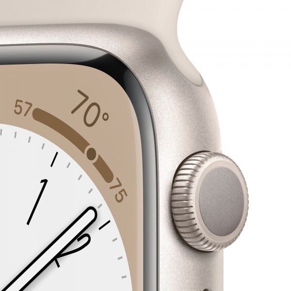 Apple Watch Series 8 41 мм корпус из алюминия цвета (сияющая звезда) спортивный ремешок цвета (сияющая звезда)
