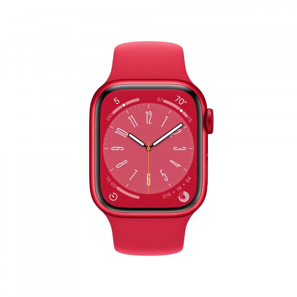 Apple Watch Series 8 45 мм корпус из алюминия цвета (PRODUCT)RED спортивный ремешок цвета (PRODUCT)RED