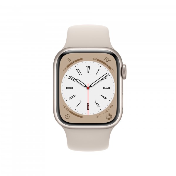 Apple Watch Series 8 45 мм корпус из алюминия цвета (сияющая звезда) спортивный ремешок цвета (сияющая звезда)