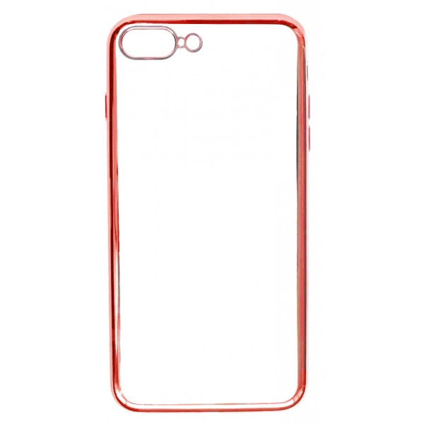 Чехол прозрачный для iPhone 7 Plus/8 Plus силиконовый хром красный
