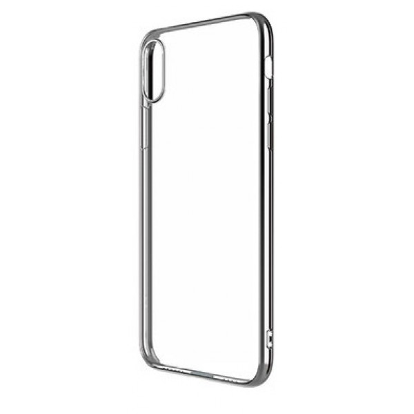 Чехол прозрачный для iPhone X/Xs силиконовый хром серебристый