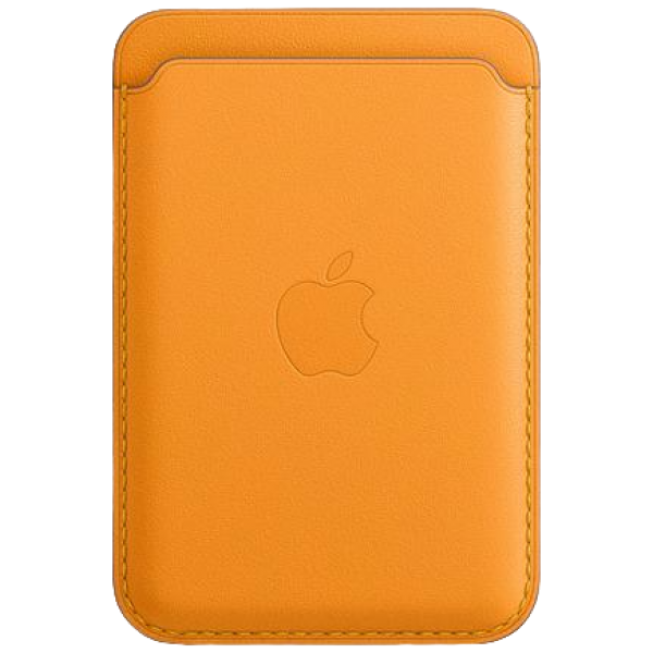 Чехол Lux Leather Wallet Apple MagSafe для iPhone золотой апельсин