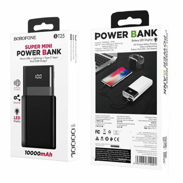 Power Bank Borofone 10000mAh BT25 (черный)