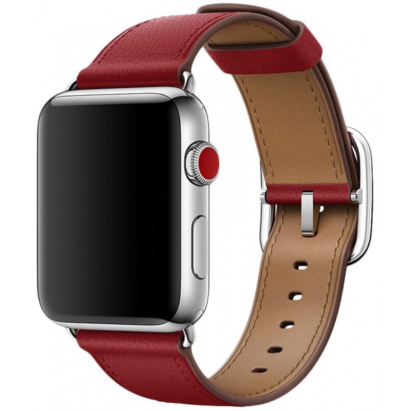 Ремешок кожаный Apple Watch 38/40 мм Genuine красный