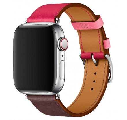 Ремешок кожаный Apple Watch 38/40 мм Genuine красный/ко...