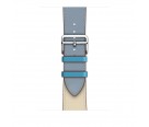 Ремешок кожаный Apple Watch 38/40 мм Genuine бежевый/голубой