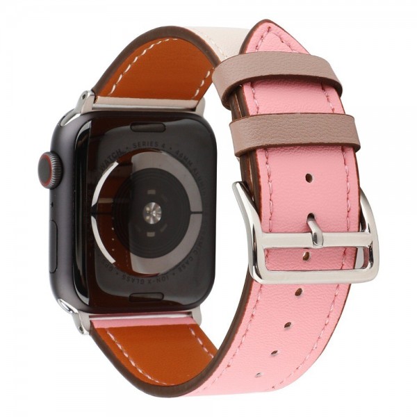 Ремешок кожаный Apple Watch 38/40 мм Genuine бежевый/розовый