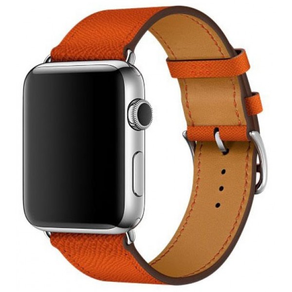 Ремешок кожаный Apple Watch 42/44 мм Genuine оранжевый