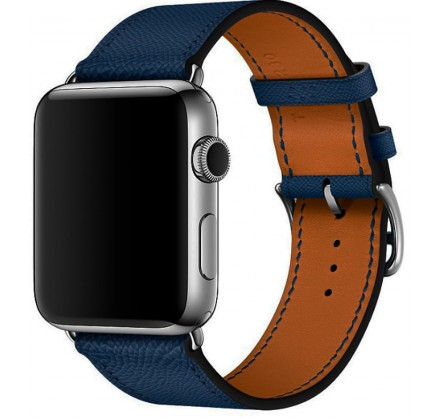 Ремешок кожаный Apple Watch 38/40 мм Genuine темно-сини...