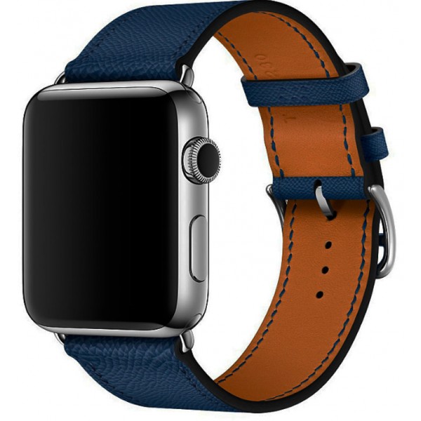 Ремешок кожаный Apple Watch 42/44 мм Genuine темно-синий