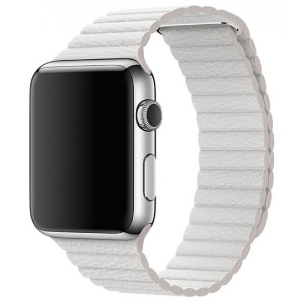 Ремешок кожаный Apple Watch 38/40 мм на магнитной застежке белый