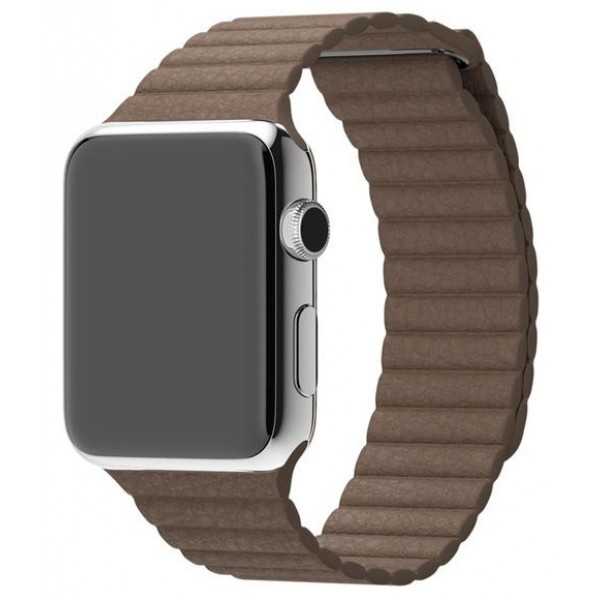 Ремешок кожаный Apple Watch 42/44 мм на магнитной застежке коричневый