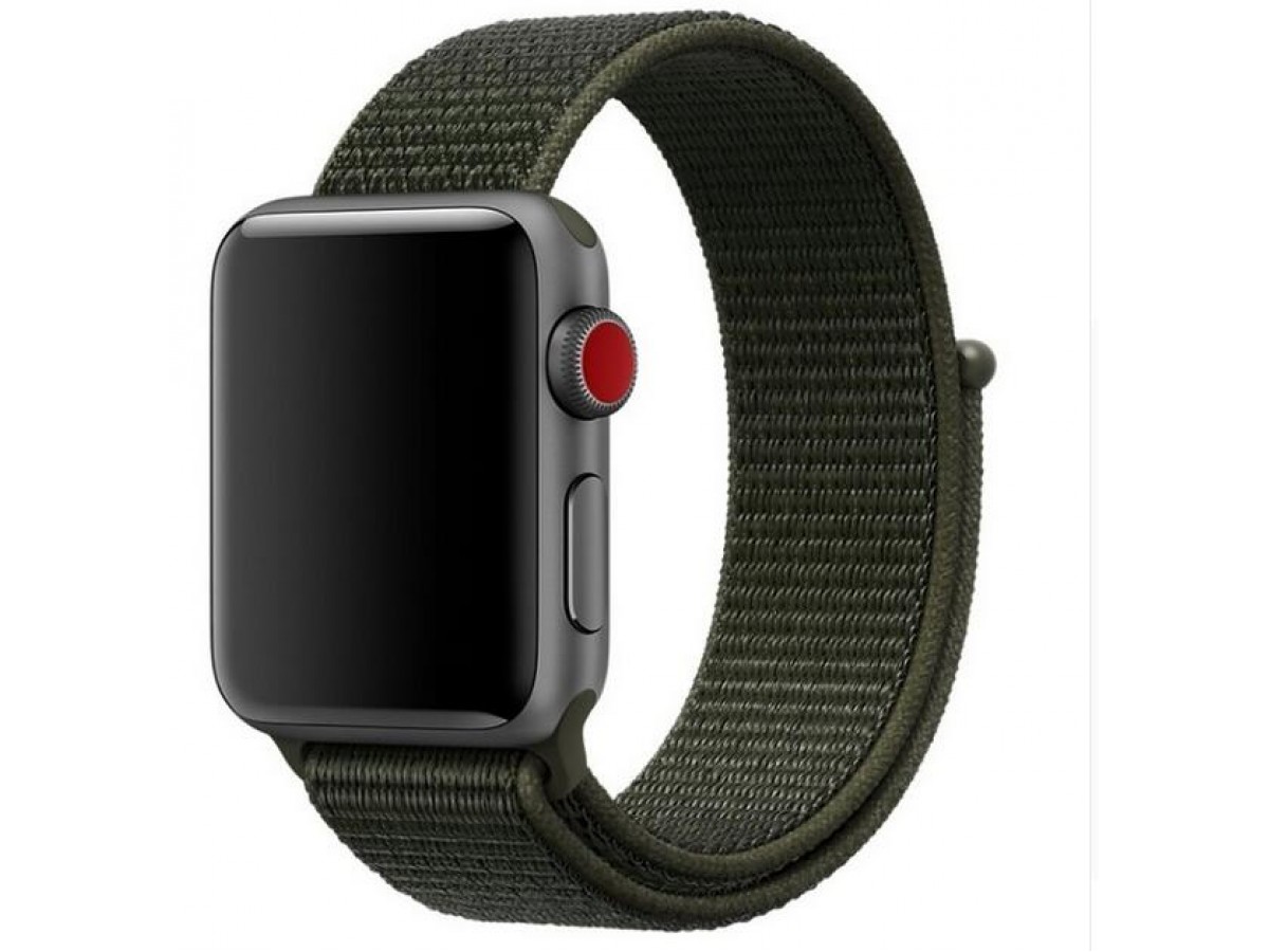 Ремешок спортивный браслет Apple Watch 42/44 мм темно-зеленый
