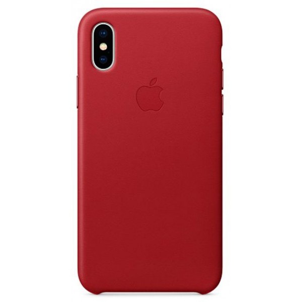 Накладка iPhone X/Xs натуральная кожа красная