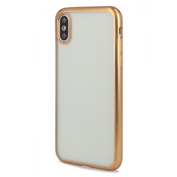 Чехол хром для iPhone Xs Max силиконовый золотой