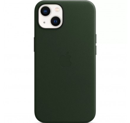 Чехол Leather Case magsafe для iPhone 13 зелёный
