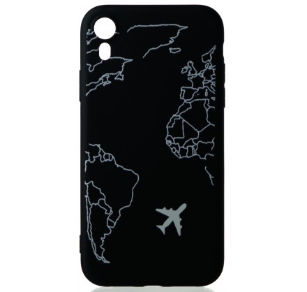 Чехол Airplane Continents для iPhone XR c принтом силик...