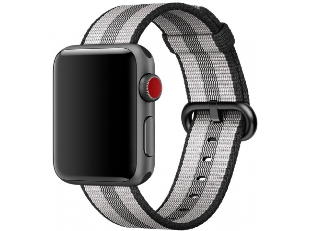 Ремешок Apple Watch 42/44мм из плетеного нейлона серый с черной полоской в Тюмени
