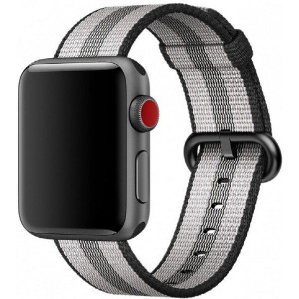 Ремешок Apple Watch 42/44мм из плетеного нейлона серый с черной полоской