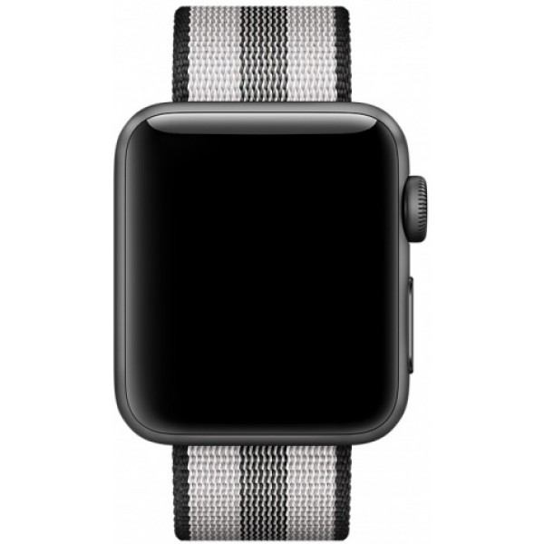 Ремешок Apple Watch 42/44мм из плетеного нейлона серый с черной полоской