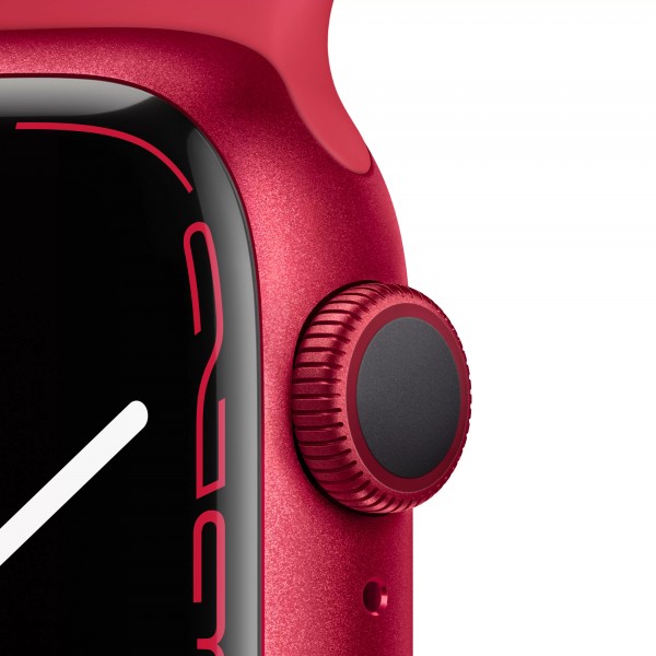 Apple Watch Series 7, 45 мм, корпус из алюминия красного цвета, спортивный ремешок красного цвета