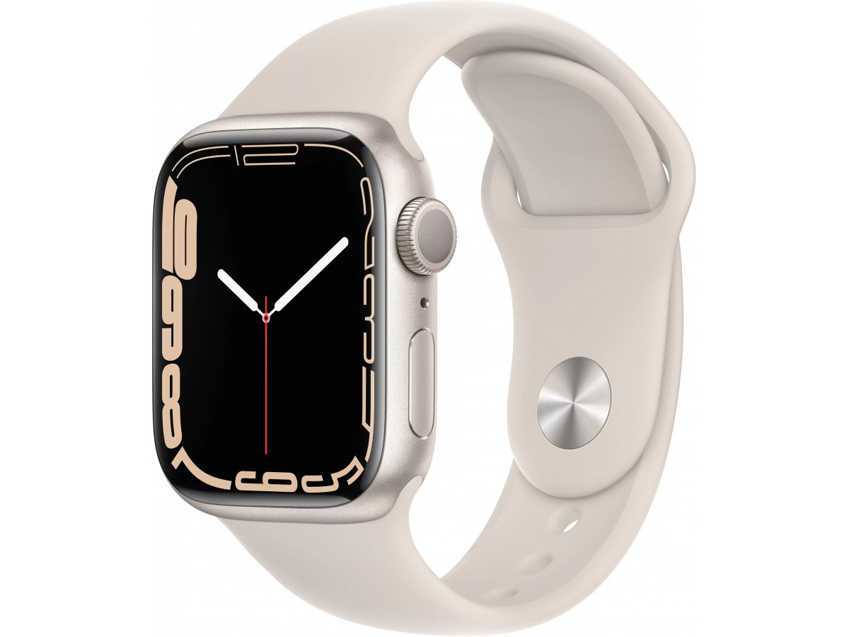Apple Watch Series 7, 41 мм, корпус из алюминия цвета (сияющая звезда), спортивный ремешок цвета (сияющая звезда) в Тюмени