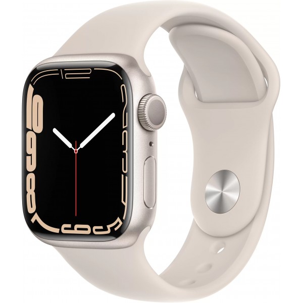 Apple Watch Series 7, 41 мм, корпус из алюминия цвета (сияющая звезда), спортивный ремешок цвета (сияющая звезда)