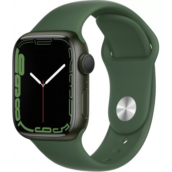 Apple Watch Series 7, 45 мм, корпус из алюминия зелёного цвета, спортивный ремешок цвета "зелёный клевер"