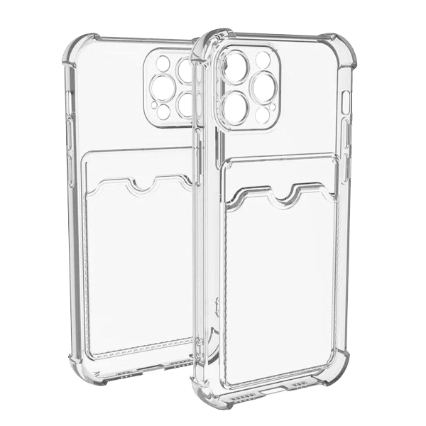 Чехол с кармашком прозрачный для iPhone 15 Pro силиконовый в Тюмени