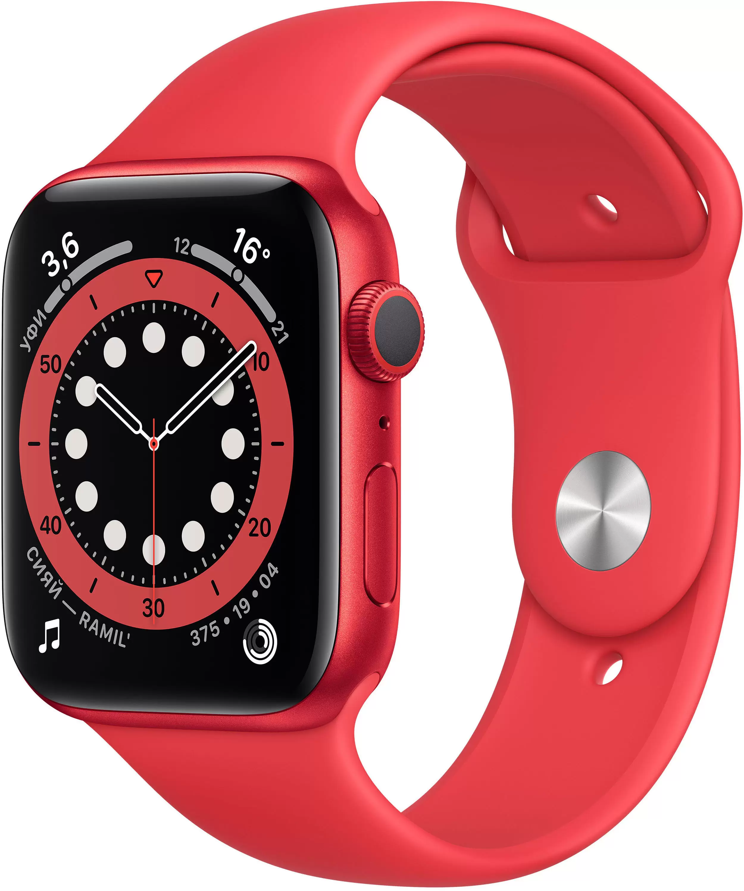 Apple Watch Series 6, 40 мм, корпус из алюминия красного цвета, спортивный ремешок красного цвета  в Тюмени