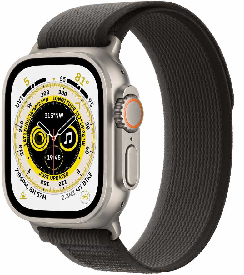 Apple Watch Ultra GPS + Cellular 49 мм корпус из титана ремешок Trail черного/серого цвета в Тюмени