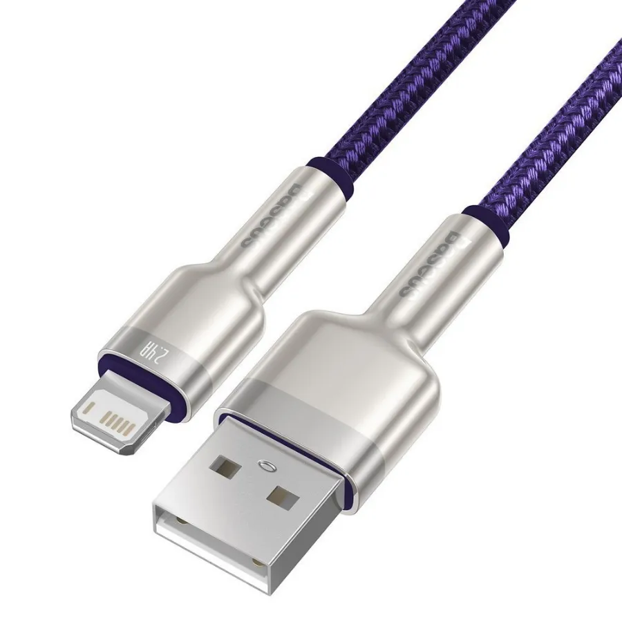 Кабель зарядки Lightning Baseus Metal Data Cable 1m в оплетке фиолетовый