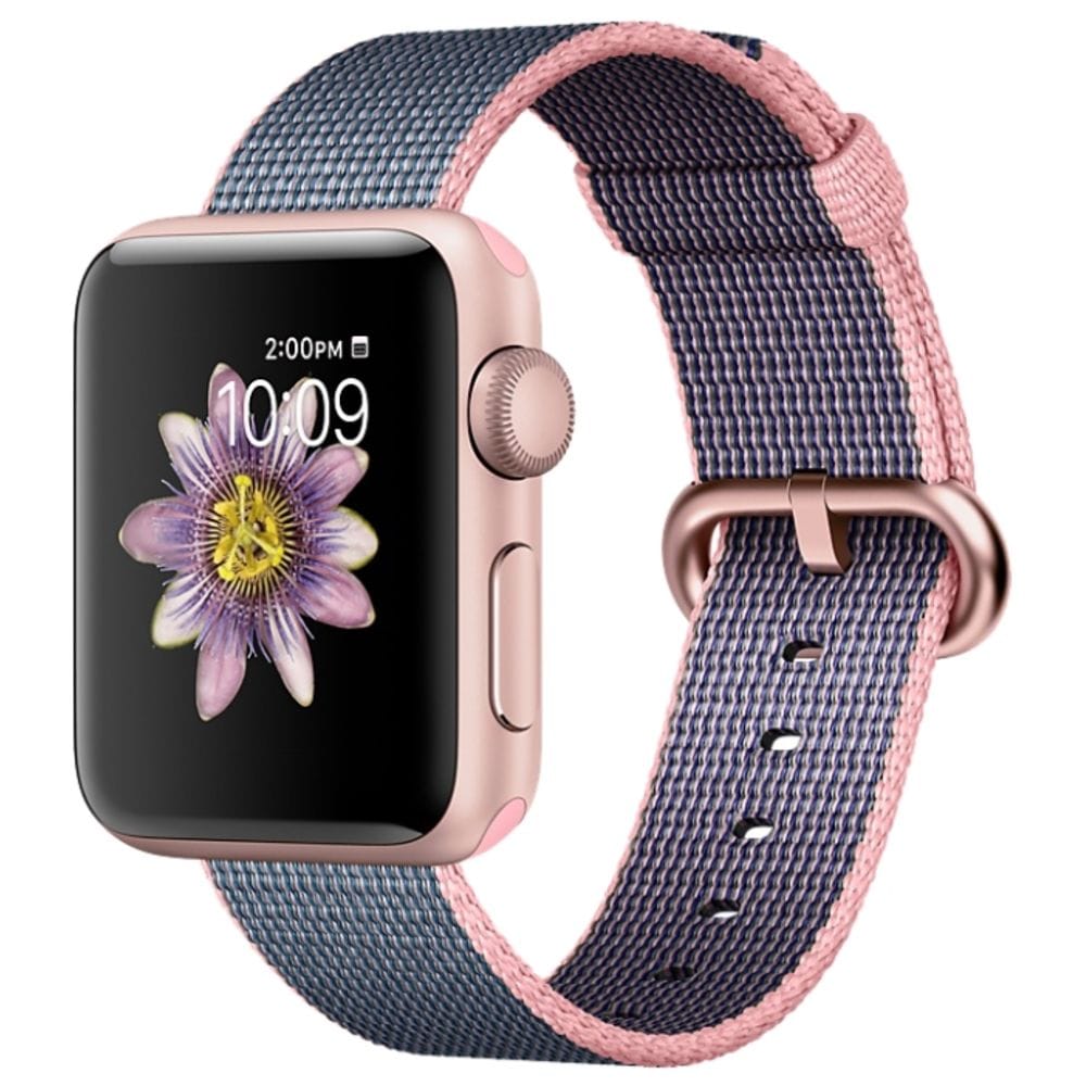 Ремешок Apple Watch 38/40мм из плетеного нейлона (розово-серый)