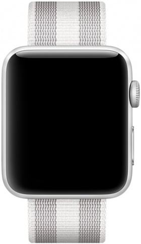 Ремешок Apple Watch 38/40мм из плетеного нейлона (серый с белой полоской)